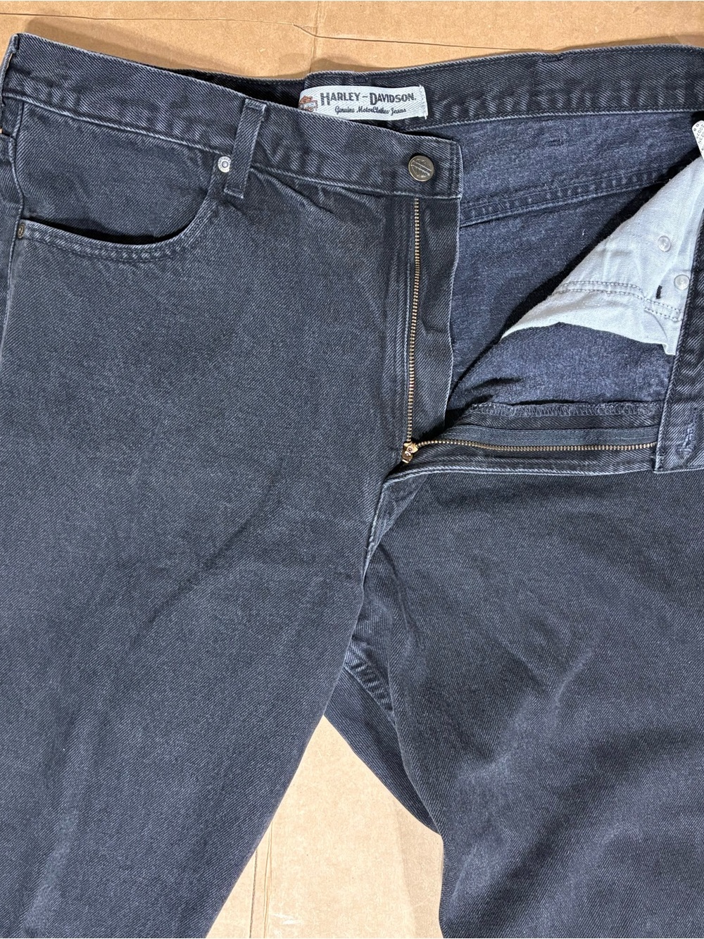 Retro 2008 Harley Davidson Genuine MotorClothes Black Denim Jeans Mens 40x32 Y2K - Picture 9 of 16